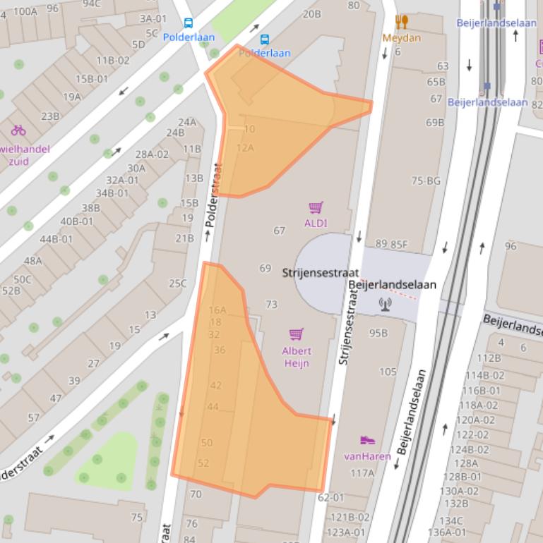 Kaart van postcodegebied 3074XJ.