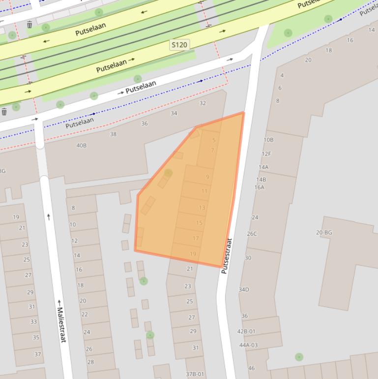 Kaart van postcodegebied 3074ZK.