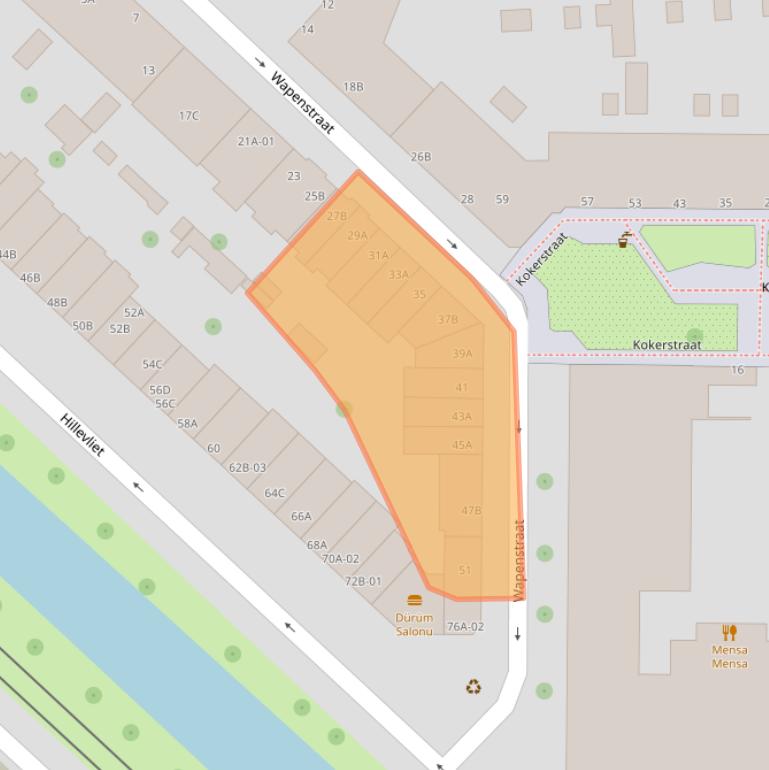 Kaart van postcodegebied 3074ZR.