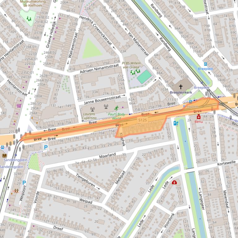 Kaart van postcodegebied 3075KA.