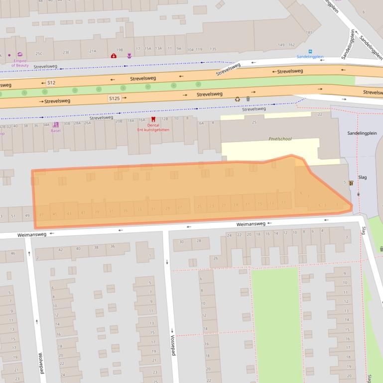 Kaart van postcodegebied 3075MJ.