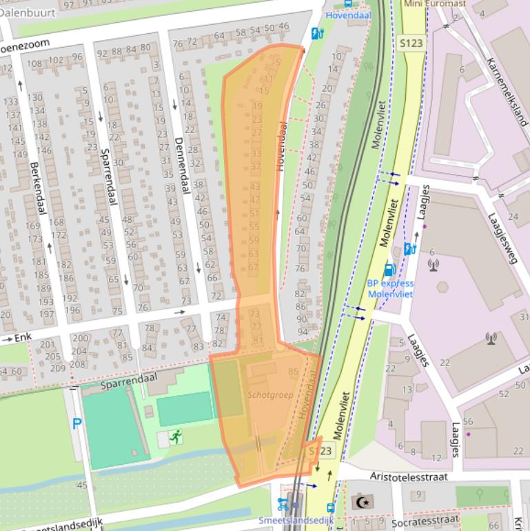 Kaart van postcodegebied 3075ZE.