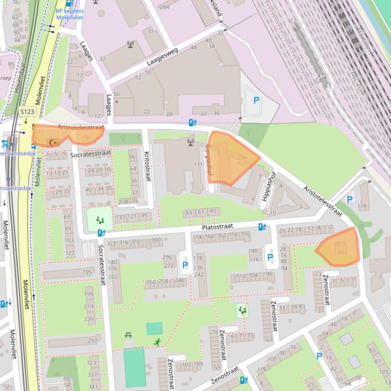 Kaart van postcodegebied 3076BB.