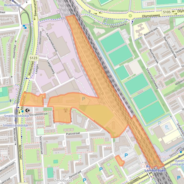 Kaart van postcodegebied 3076BD.