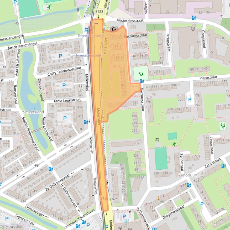 Kaart van postcodegebied 3076BT.