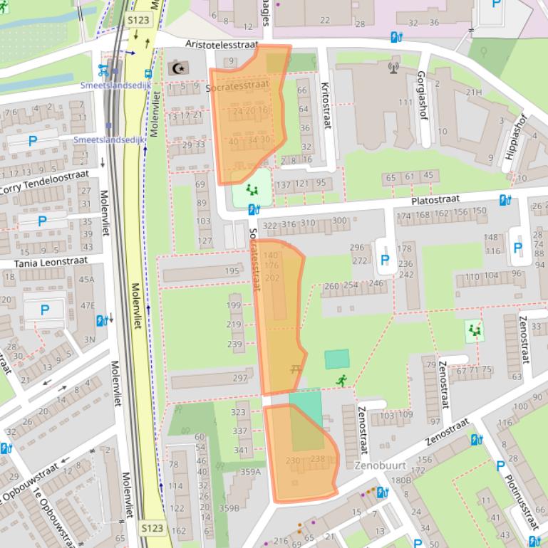 Kaart van postcodegebied 3076BZ.