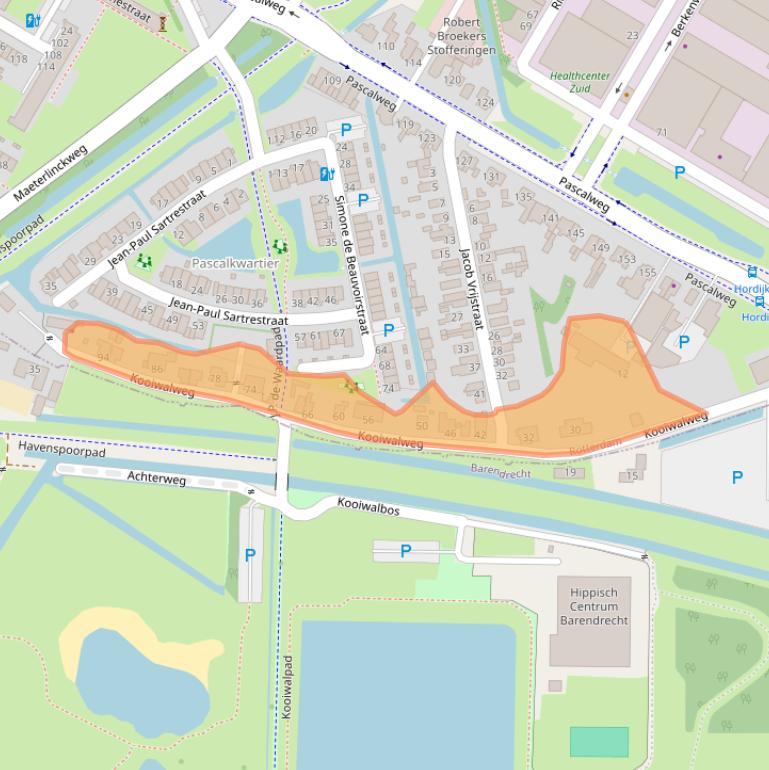 Kaart van postcodegebied 3076JJ.