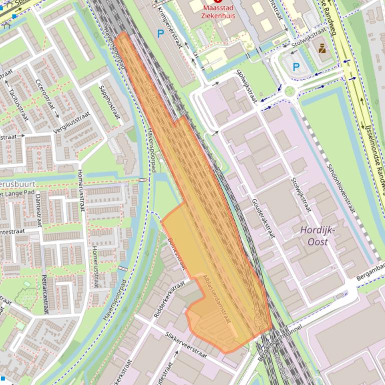 Kaart van postcodegebied 3076JZ.