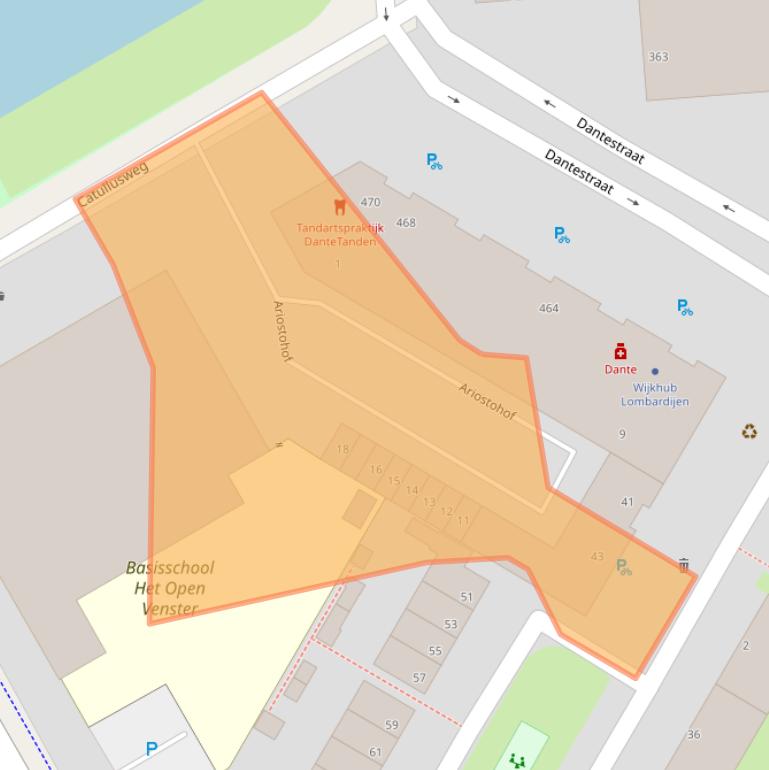 Kaart van postcodegebied 3076KA.