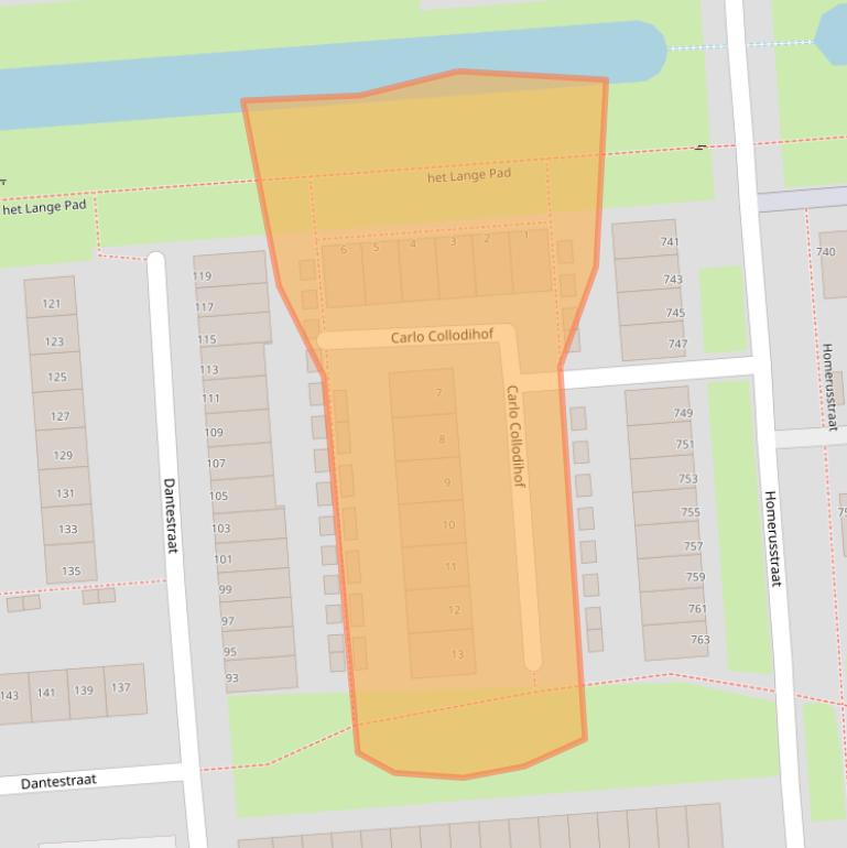 Kaart van postcodegebied 3076LB.