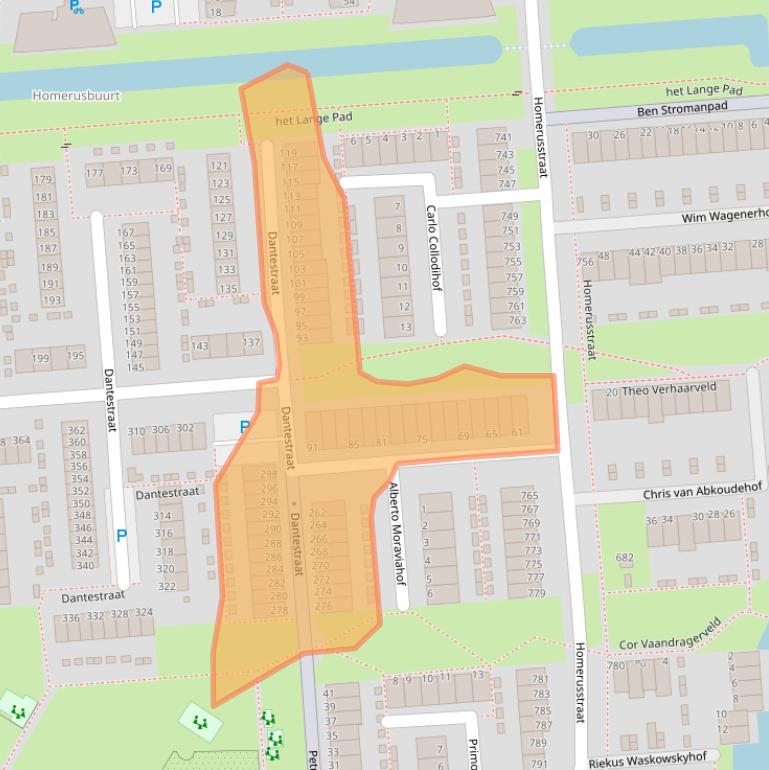Kaart van postcodegebied 3076LE.