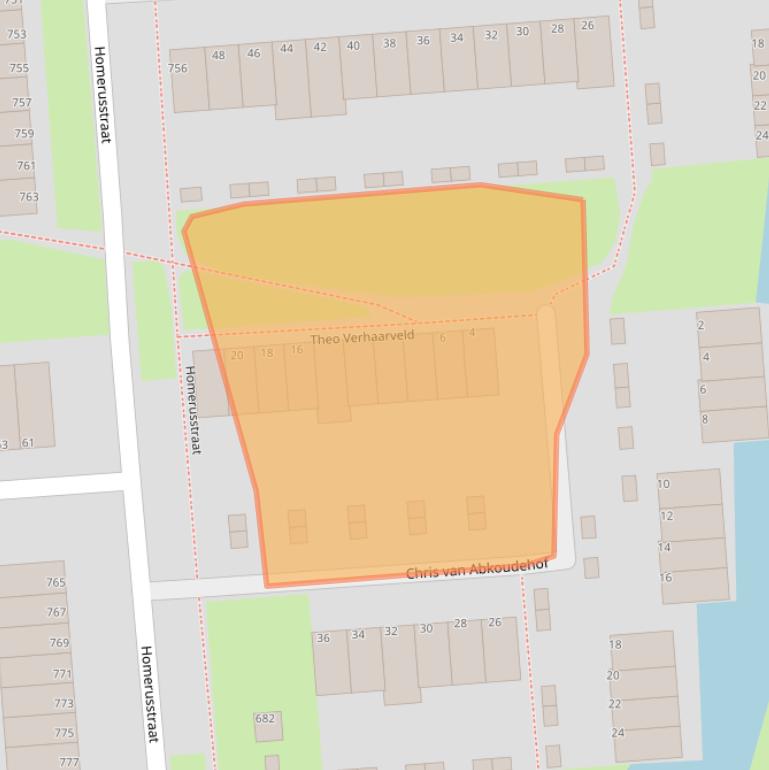 Kaart van postcodegebied 3076LS.