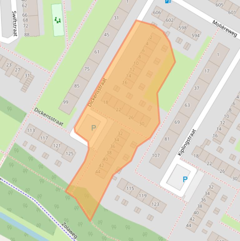 Kaart van postcodegebied 3076SE.