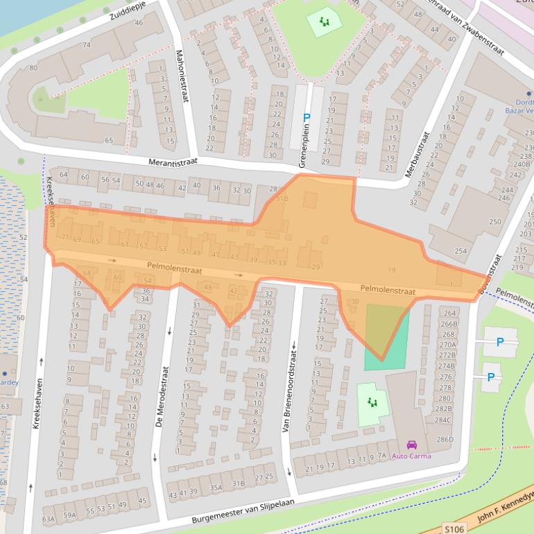 Kaart van postcodegebied 3077AM.