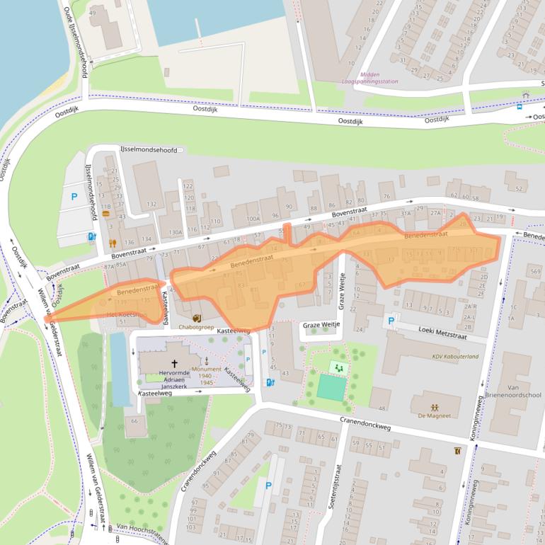 Kaart van postcodegebied 3077BA.