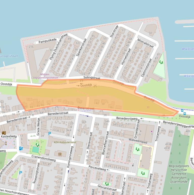 Kaart van postcodegebied 3077BG.