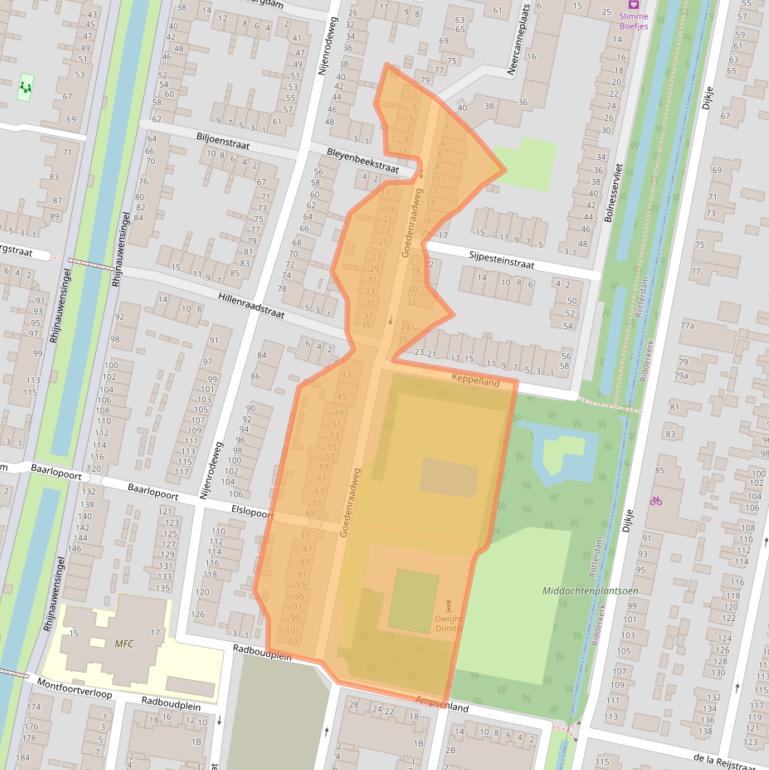 Kaart van postcodegebied 3077EH.