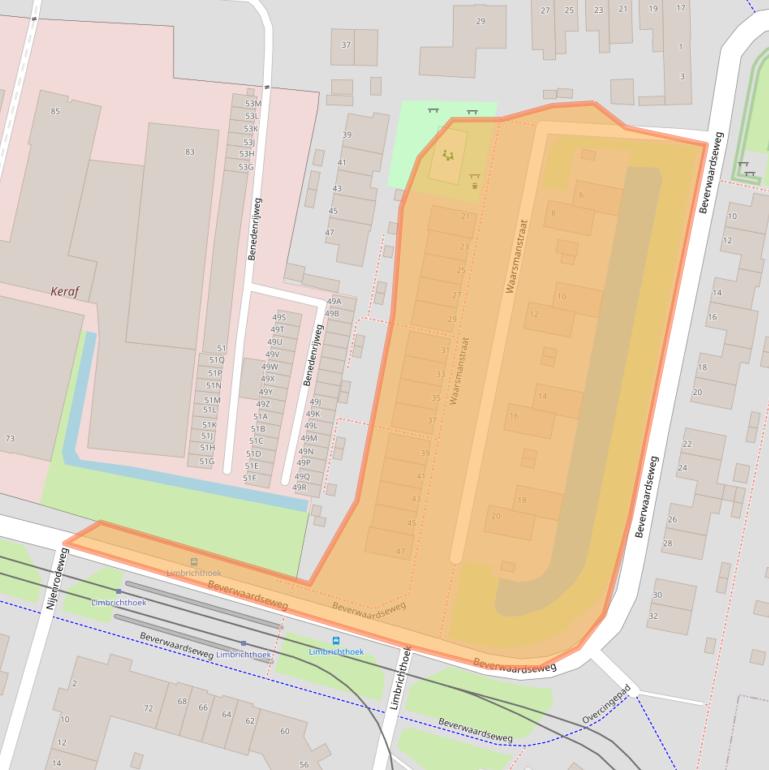 Kaart van postcodegebied 3077EZ.