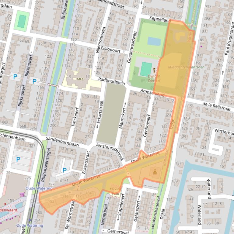 Kaart van postcodegebied 3077RC.