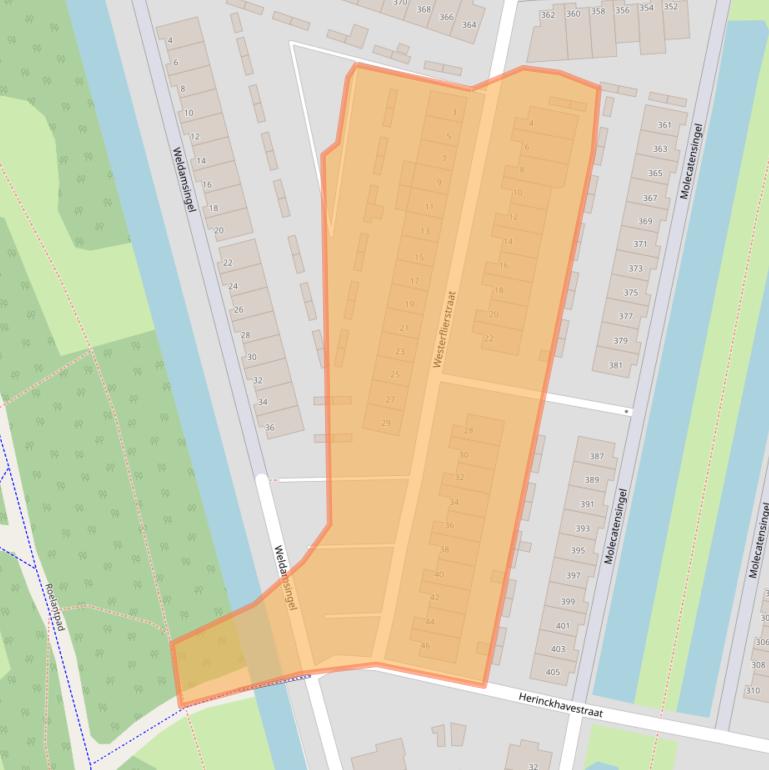 Kaart van postcodegebied 3077RN.