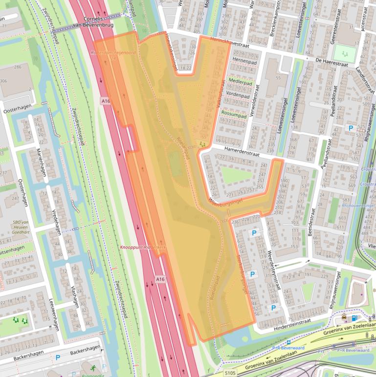 Kaart van postcodegebied 3077SW.