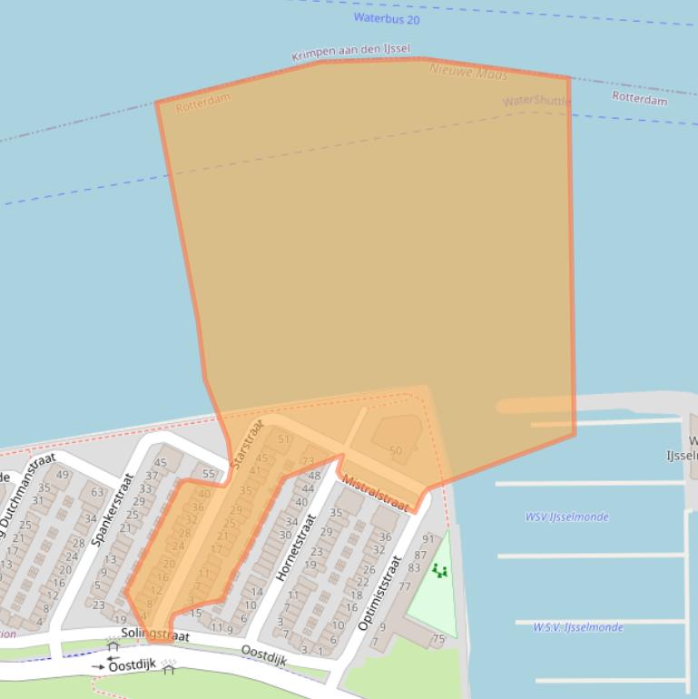 Kaart van postcodegebied 3077ZE.