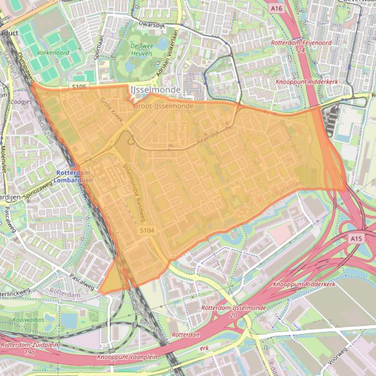 Kaart van postcodegebied 3079.