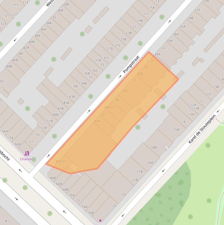 Kaart van postcodegebied 3082RT.