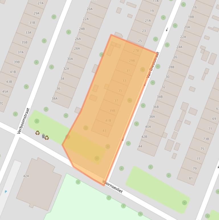 Kaart van postcodegebied 3082TB.