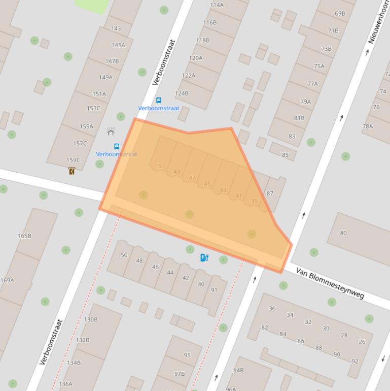 Kaart van postcodegebied 3082WD.