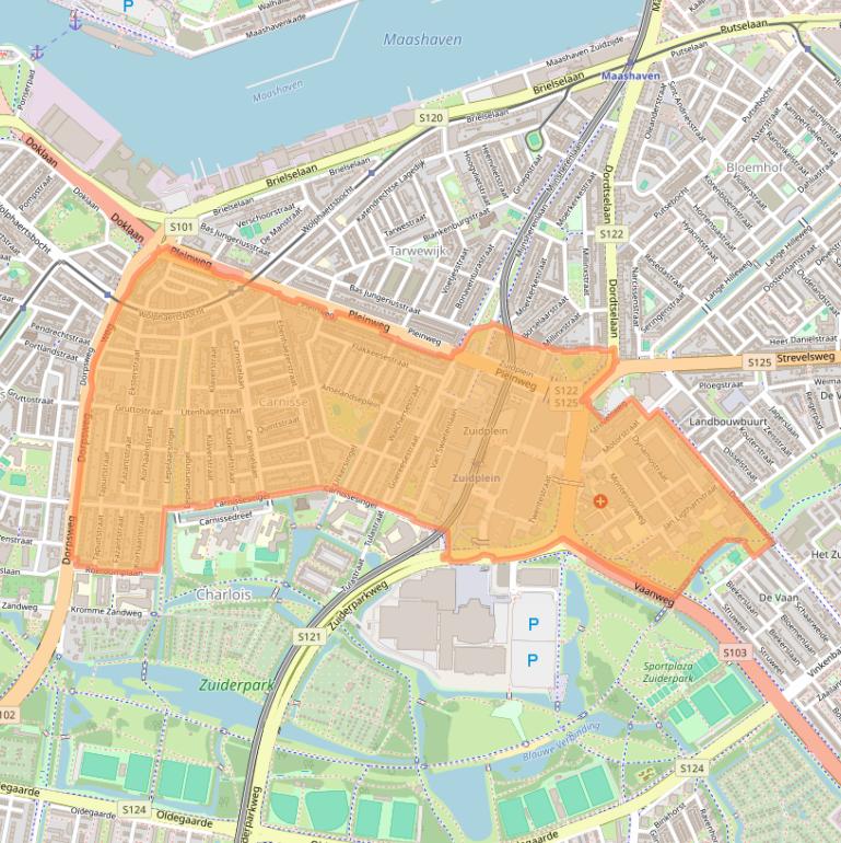 Kaartafbeelding, ingezoomd op postcodegebied 3083.