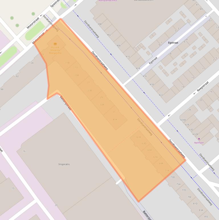 Kaart van postcodegebied 3083AD.