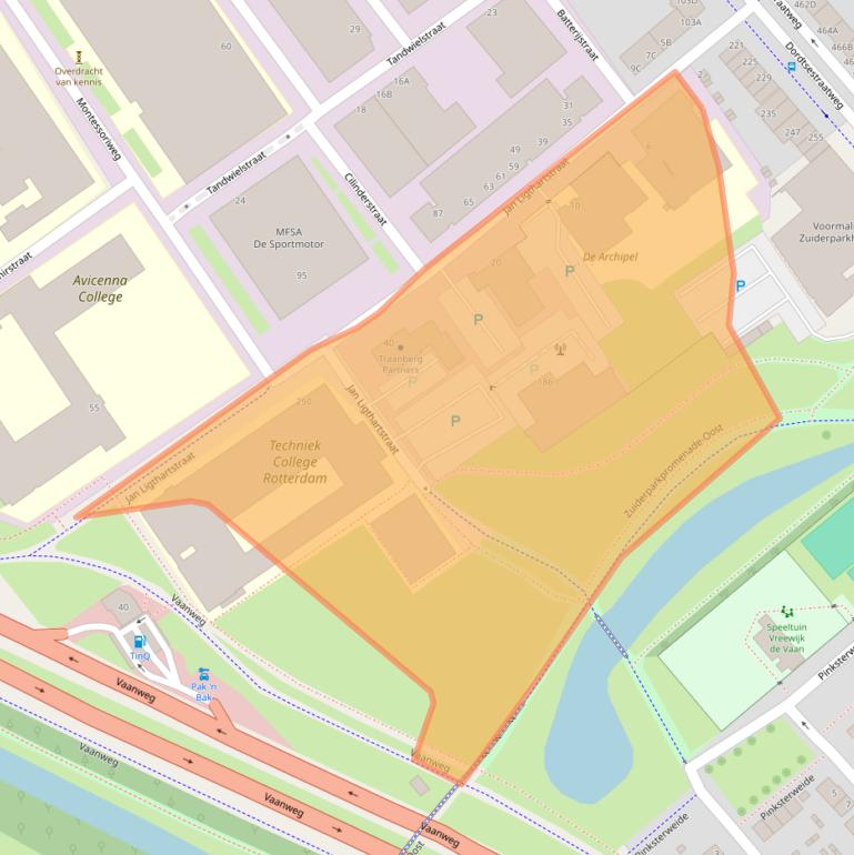 Kaart van postcodegebied 3083AM.