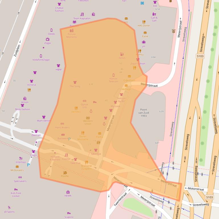 Kaart van postcodegebied 3083BA.