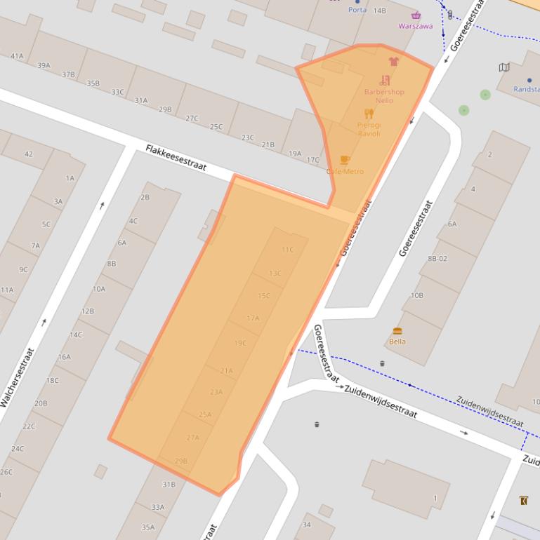 Kaart van postcodegebied 3083DB.