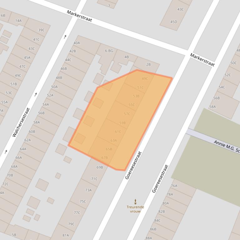 Kaart van postcodegebied 3083DD.