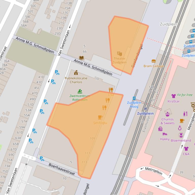 Kaart van postcodegebied 3083DP.