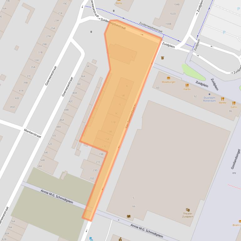 Kaart van postcodegebied 3083DR.