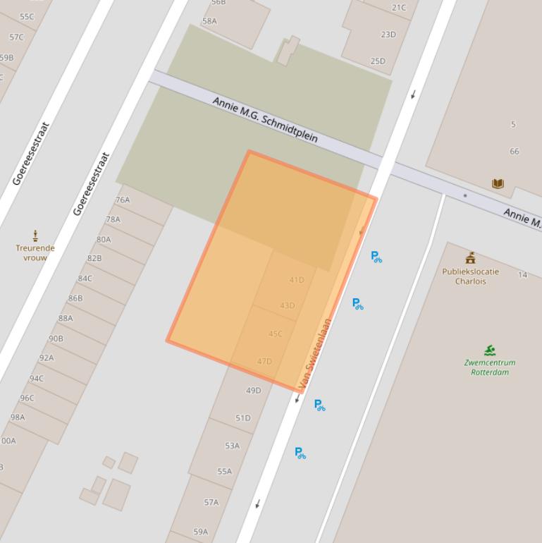 Kaart van postcodegebied 3083DT.