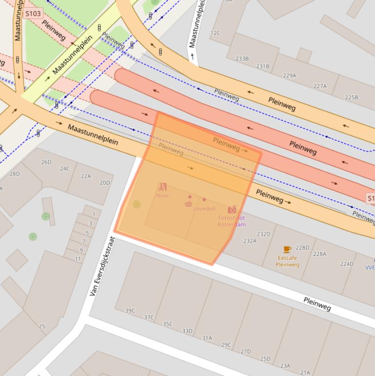 Kaart van postcodegebied 3083EZ.