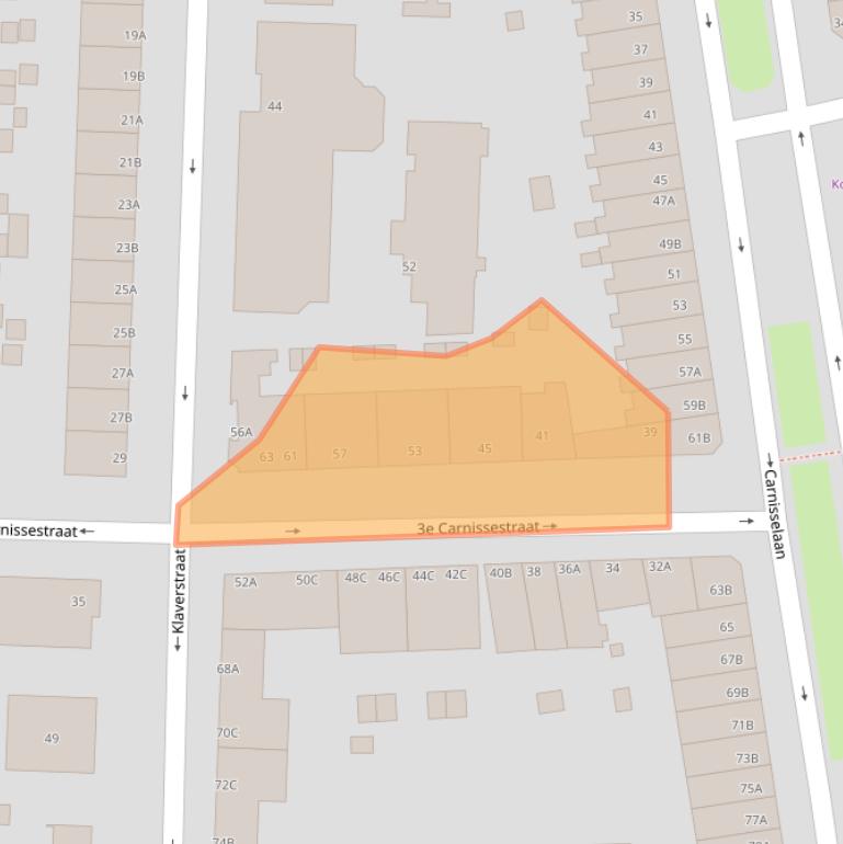 Kaart van postcodegebied 3083JJ.
