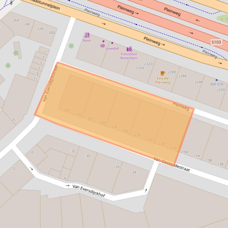 Kaart van postcodegebied 3083MD.