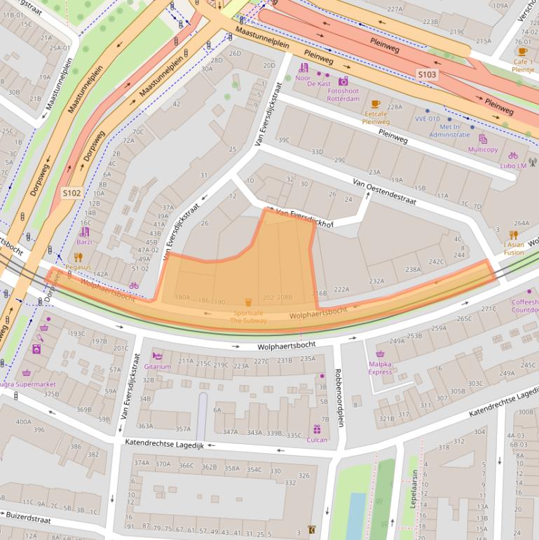 Kaart van postcodegebied 3083MS.