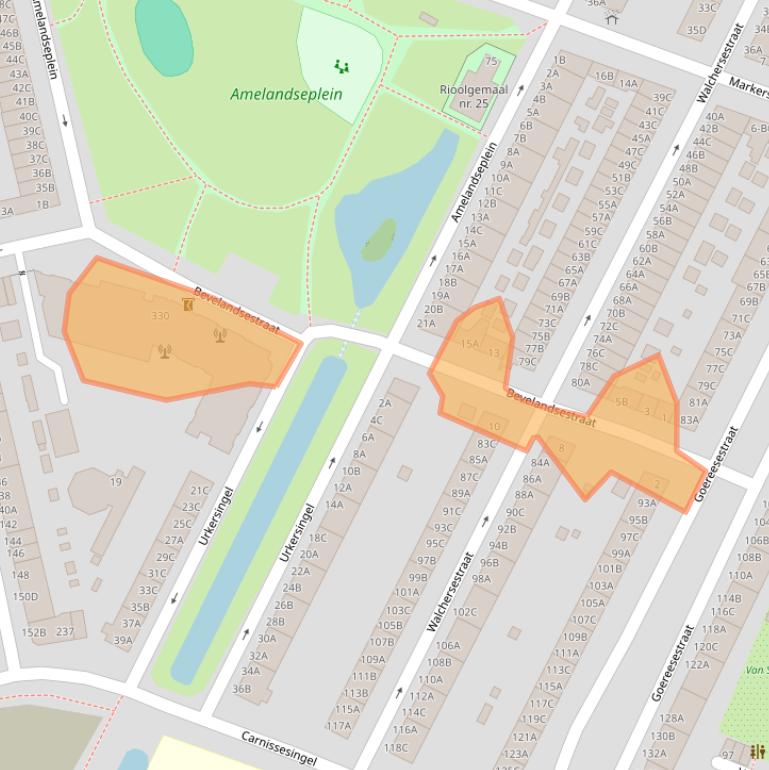 Kaart van postcodegebied 3083NA.