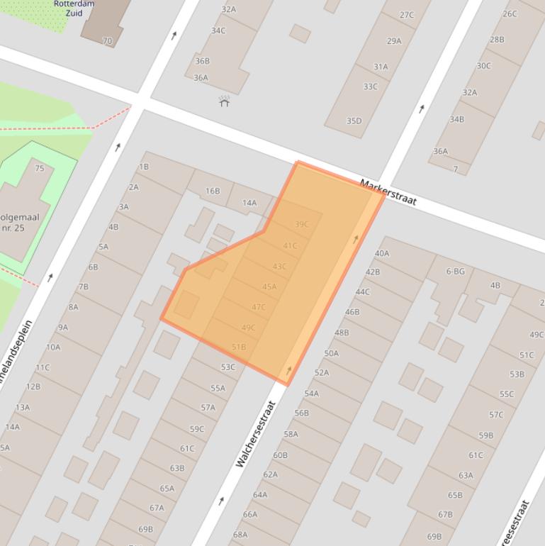 Kaart van postcodegebied 3083NE.