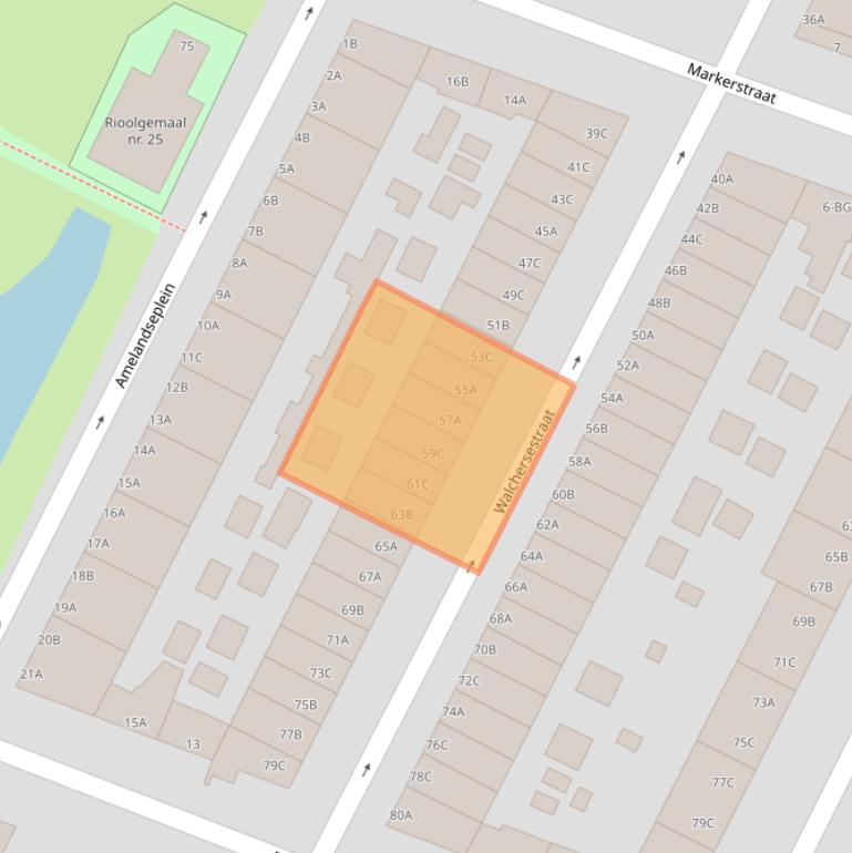 Kaart van postcodegebied 3083NG.