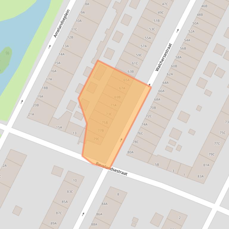 Kaart van postcodegebied 3083NH.