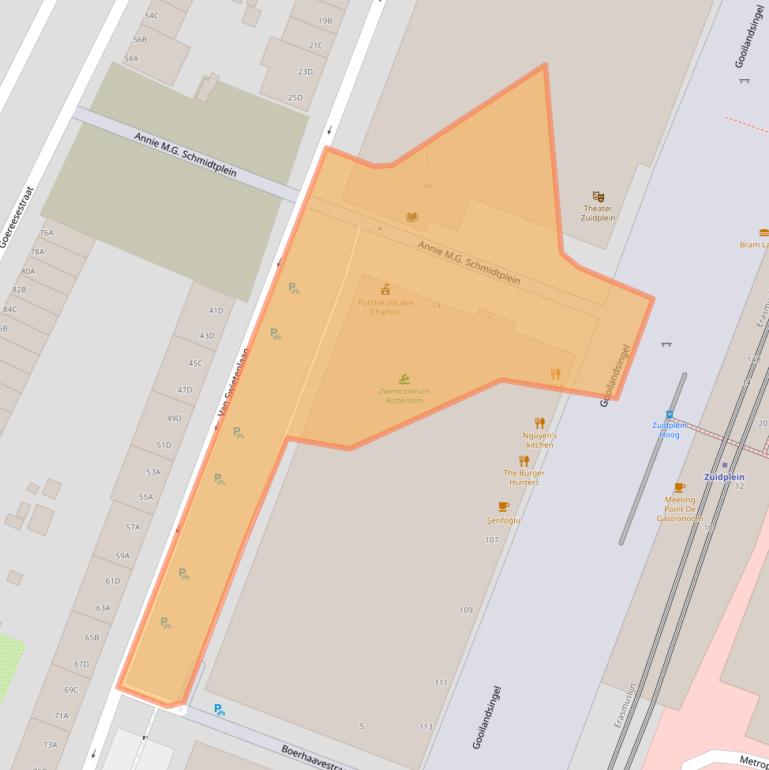 Kaart van postcodegebied 3083NZ.