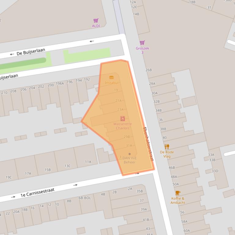 Kaart van postcodegebied 3083RD.