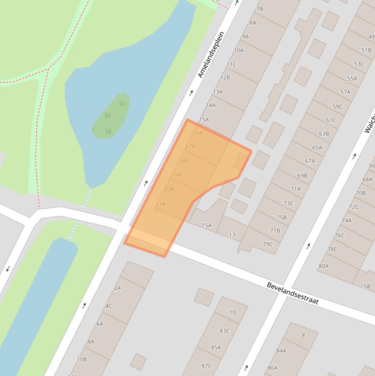 Kaart van postcodegebied 3083SE.